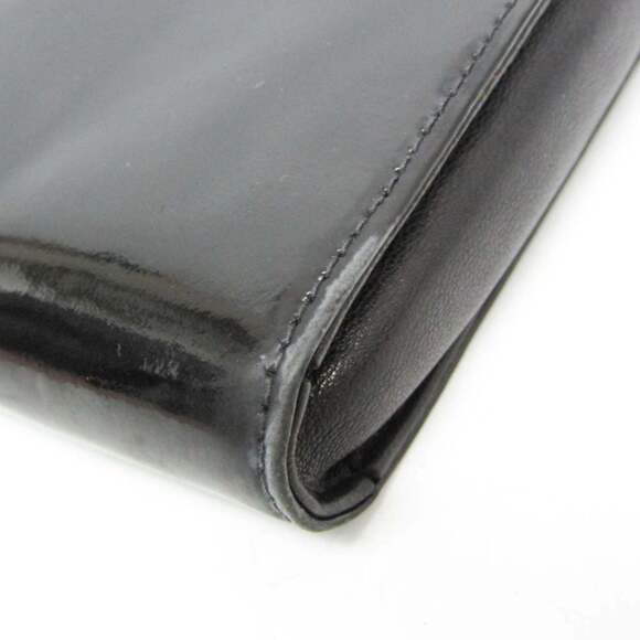 Chanel Caviar Skin Coco Mark Women's Patent Leather Pouch Black
